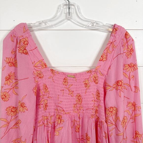 Billabong Crush On You Pink Floral Crinkle Mini Dress EUC Small - Picture 10 of 12